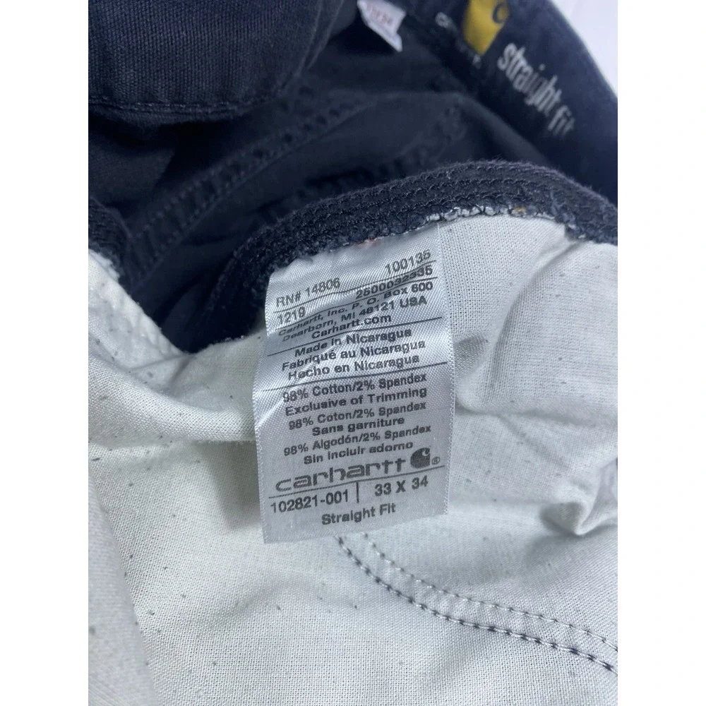 Carhartt Jeans Relaxed Fit Men's 33x34 Black RN# 14806 Carpenter Work Straight - Picture 3 of 12